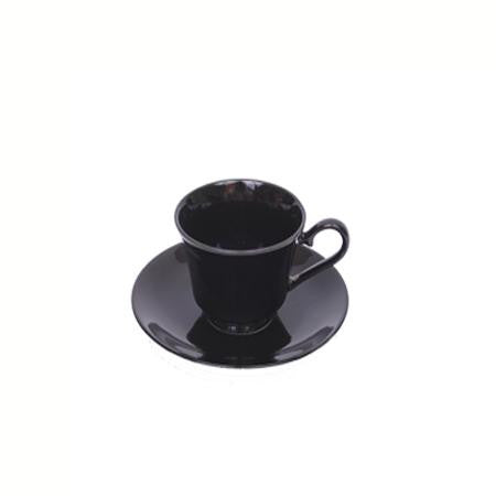 Black Rim Cup and Saucer