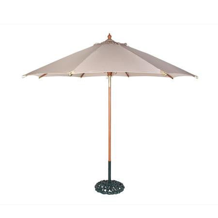 White 9' Market Umbrella w/ Base - Tables