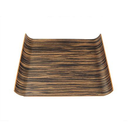 Party Rental Products Wood Curved Dark 12 inch  x 17 inch  Tray Trays