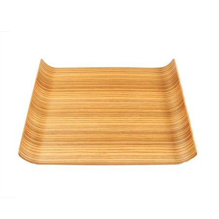 Party Rental Products Wood Curved Lite 12 inch  x 17 inch  Tray Trays