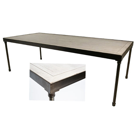 Tribeca Table 8' x 42" with White Wash Top - Metal Frame