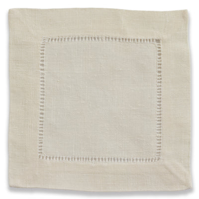 Hemstitched Ivory Cocktail Napkin