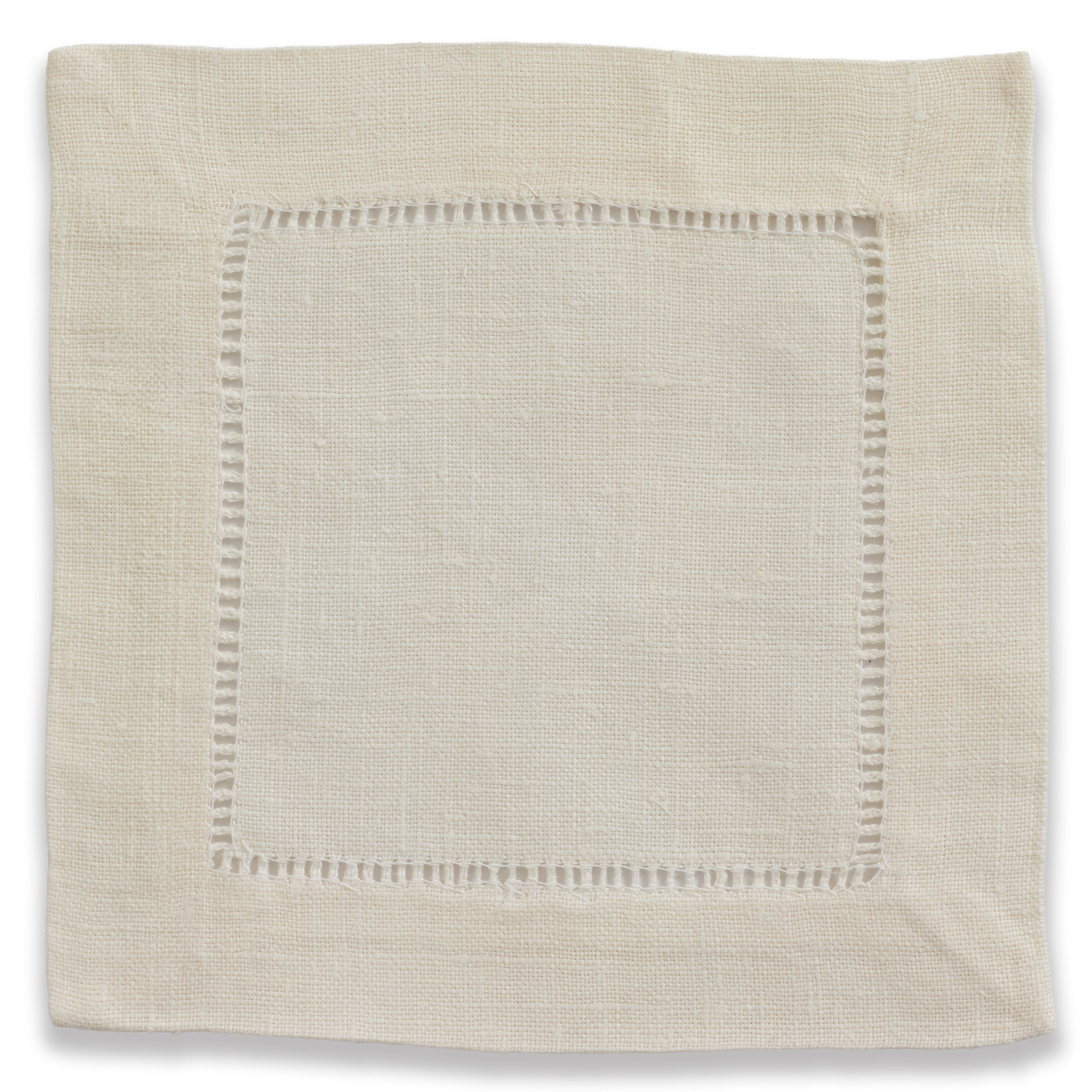 Hemstitched Ivory Cocktail Napkin