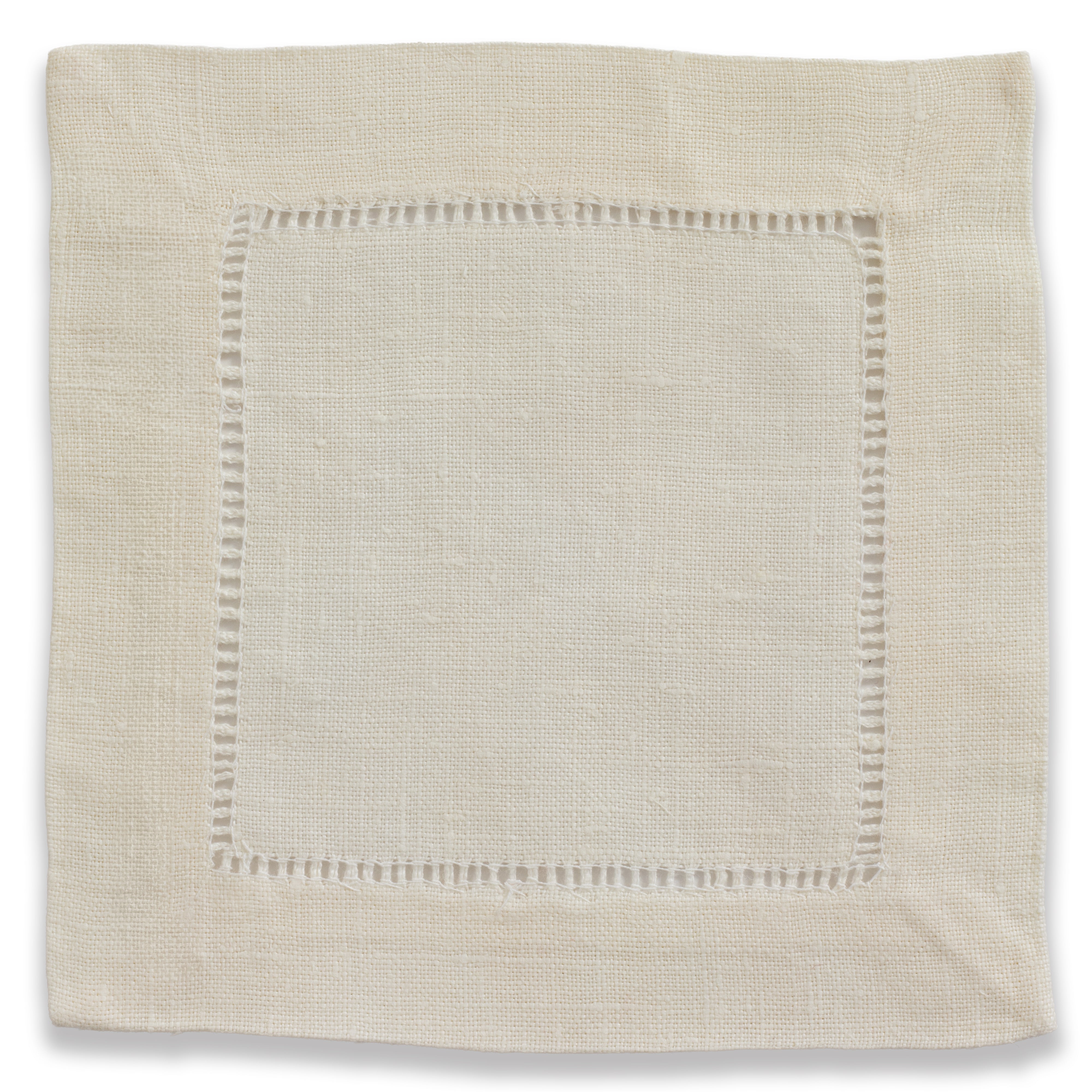 Hemstitched Ivory Cocktail Napkin
