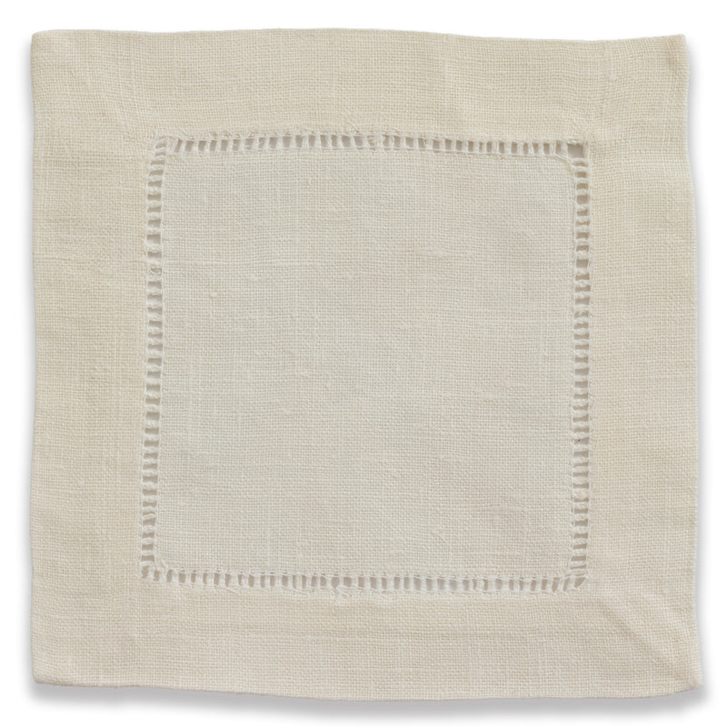 Hemstitched Ivory Cocktail Napkin