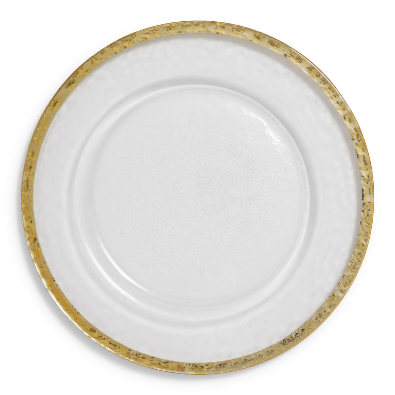 Alpine Gold Band Clear Glass Charger