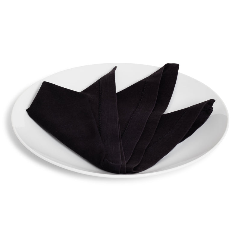 Hemstitched Black Dinner Napkin