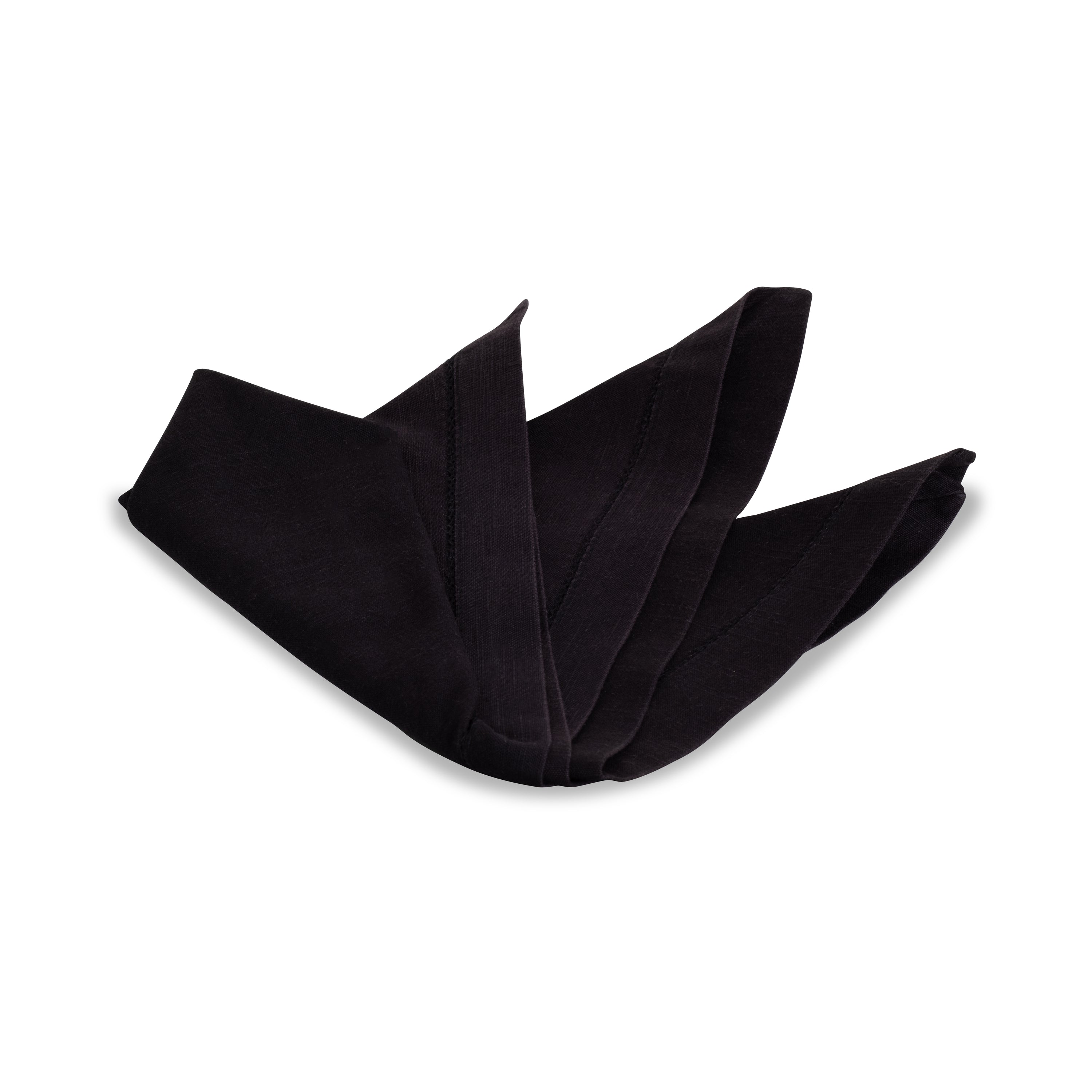 Hemstitched Black Dinner Napkin