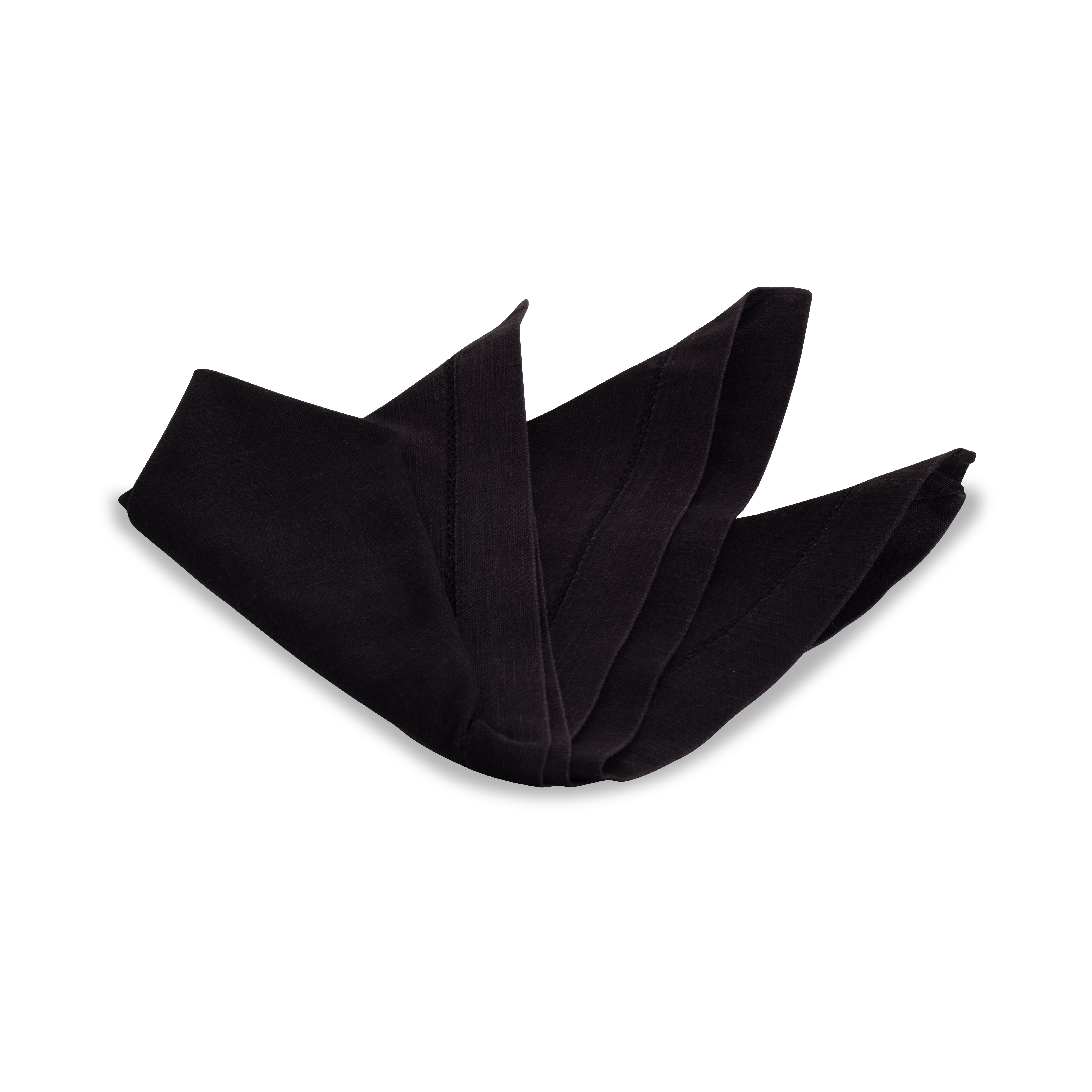 Hemstitched Black Dinner Napkin