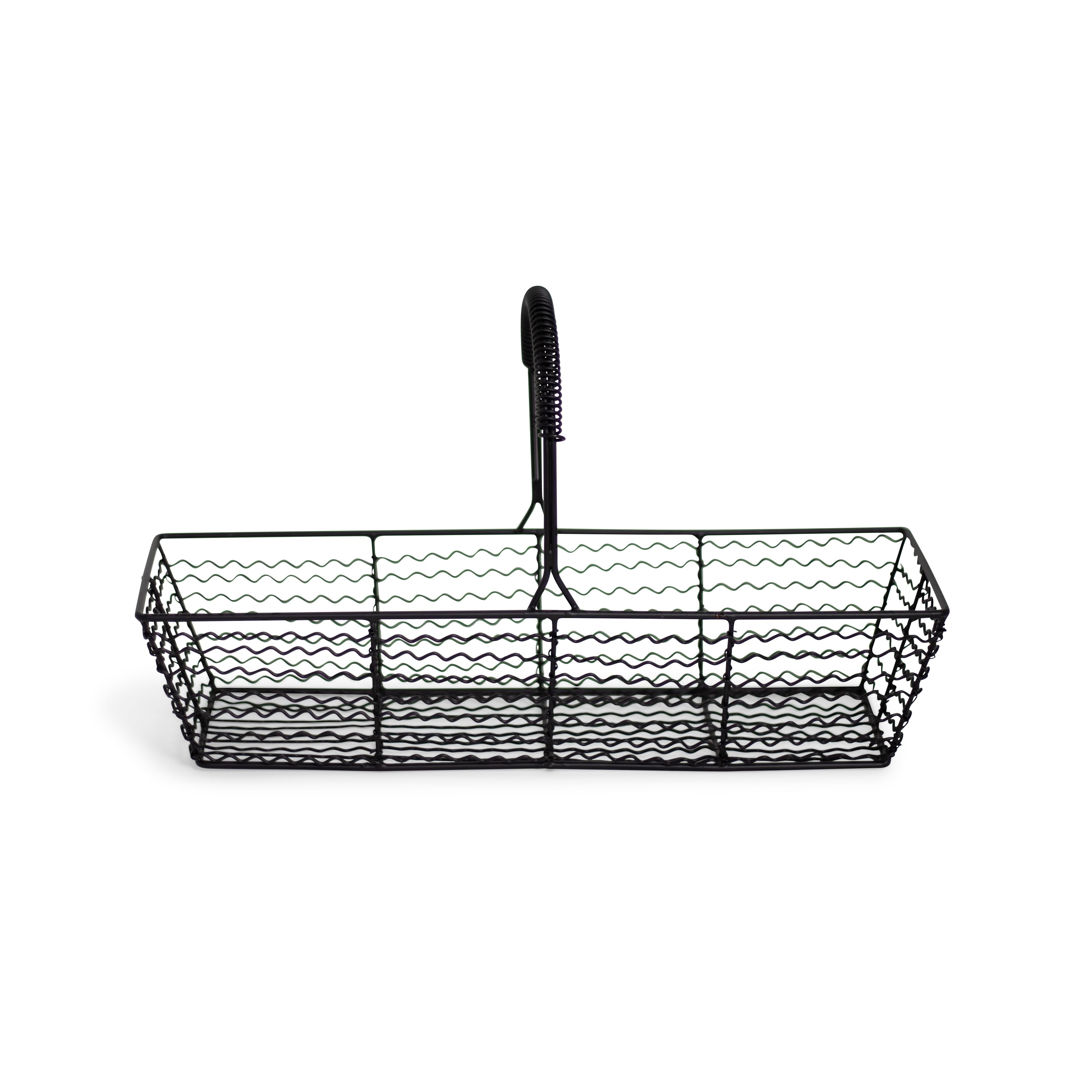 Black Wire Rectangular Basket w/Handle