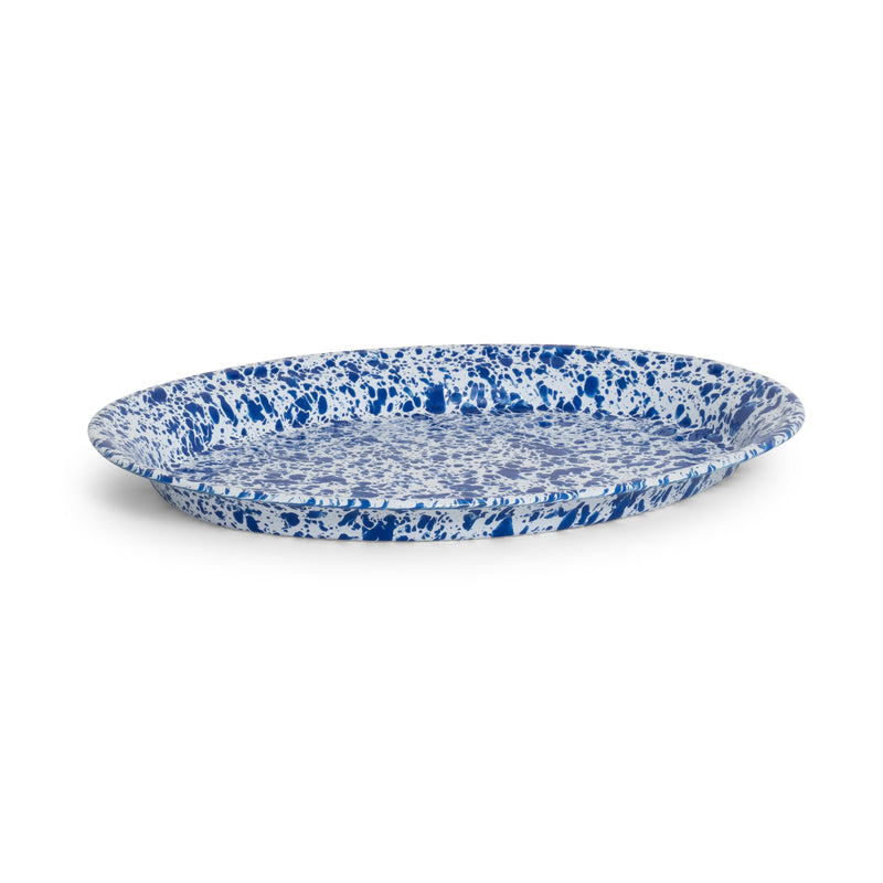 Blue Speckled Oval Tin Tray 18"