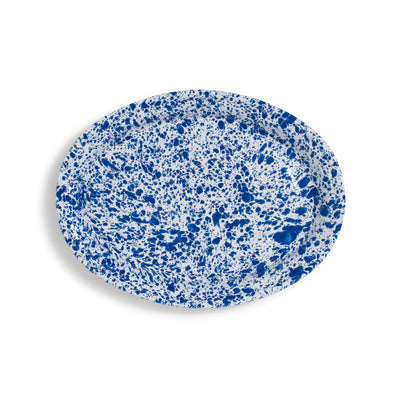 Blue Speckled Oval Tin Tray 18"