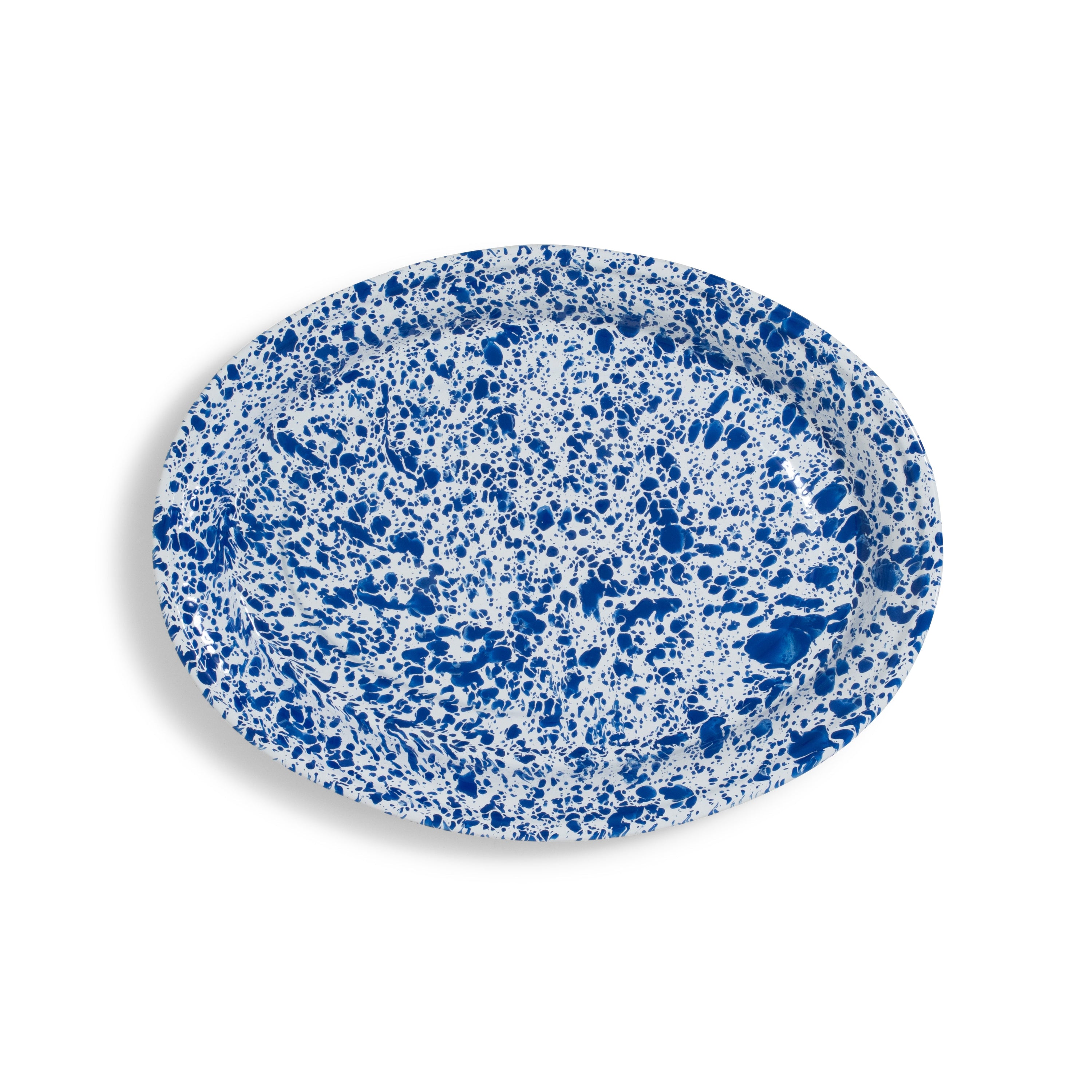 Blue Speckled Oval Tin Tray 18"