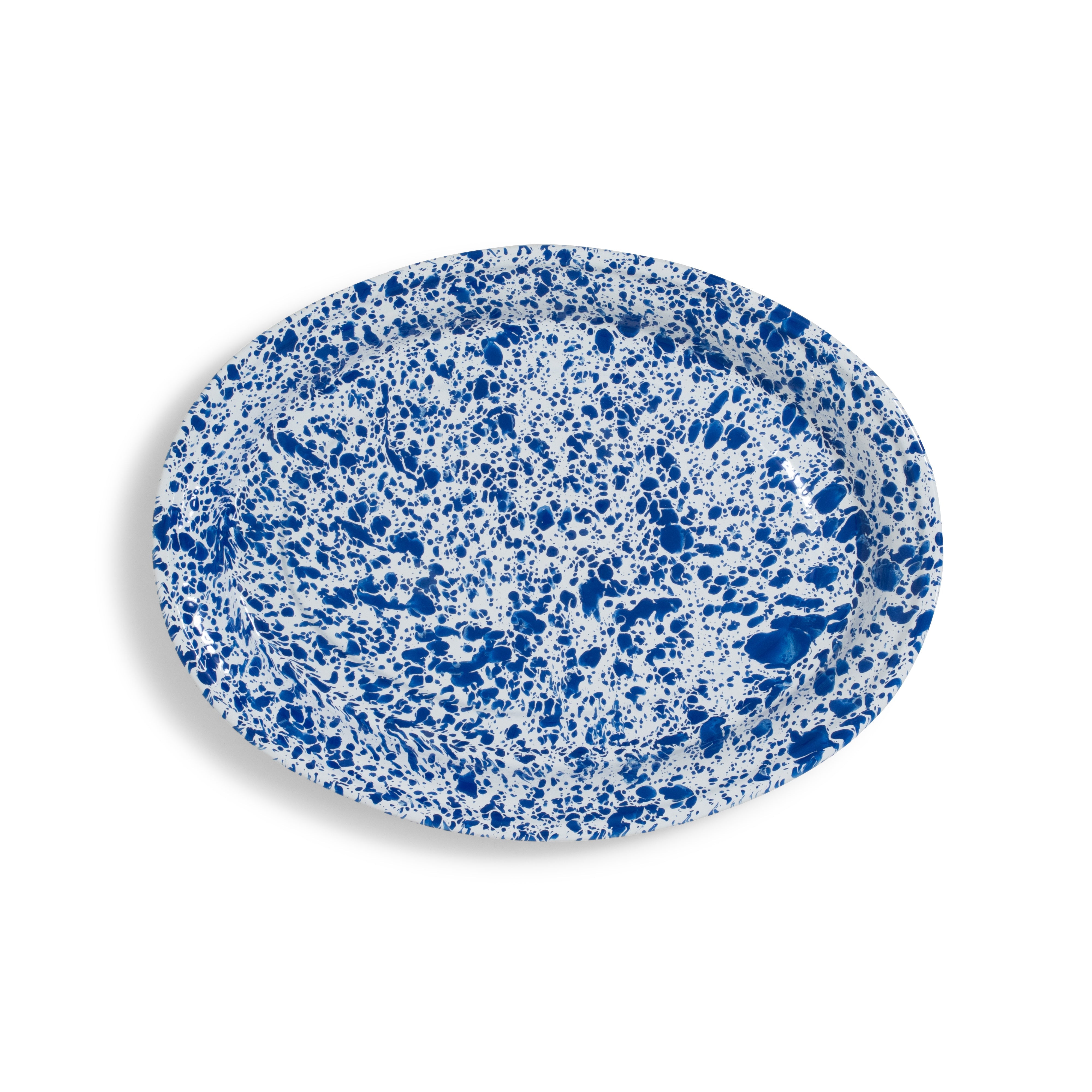Blue Speckled Oval Tin Tray 18"