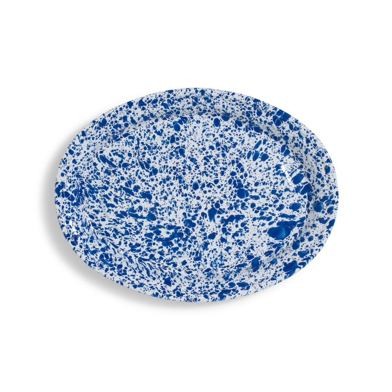 Blue Speckled Oval Tin Tray 18"