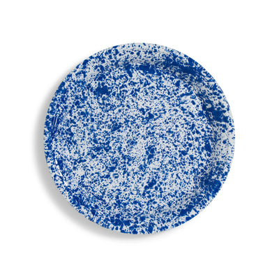 Blue Speckled Round Tin Tray 16"