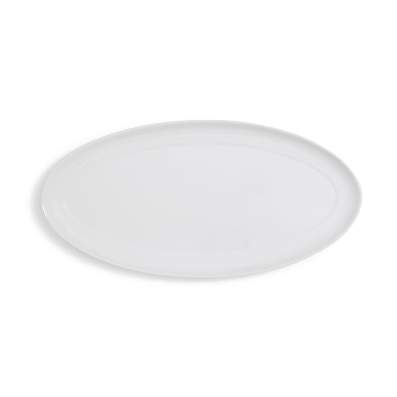 Ceramic White Rim Oval Platter 20"L x 10"W