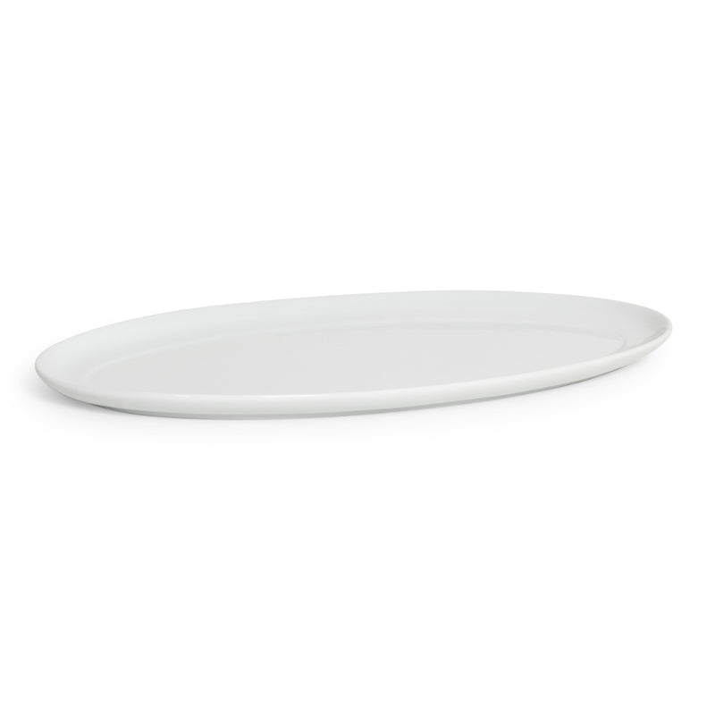 Ceramic White Rim Oval Platter 20"L x 10"W
