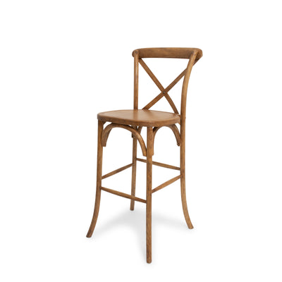 Cross Back Chestnut Bar Stool
