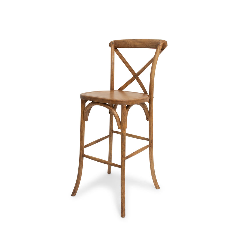 Cross Back Chestnut Bar Stool