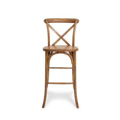 Cross Back Chestnut Bar Stool