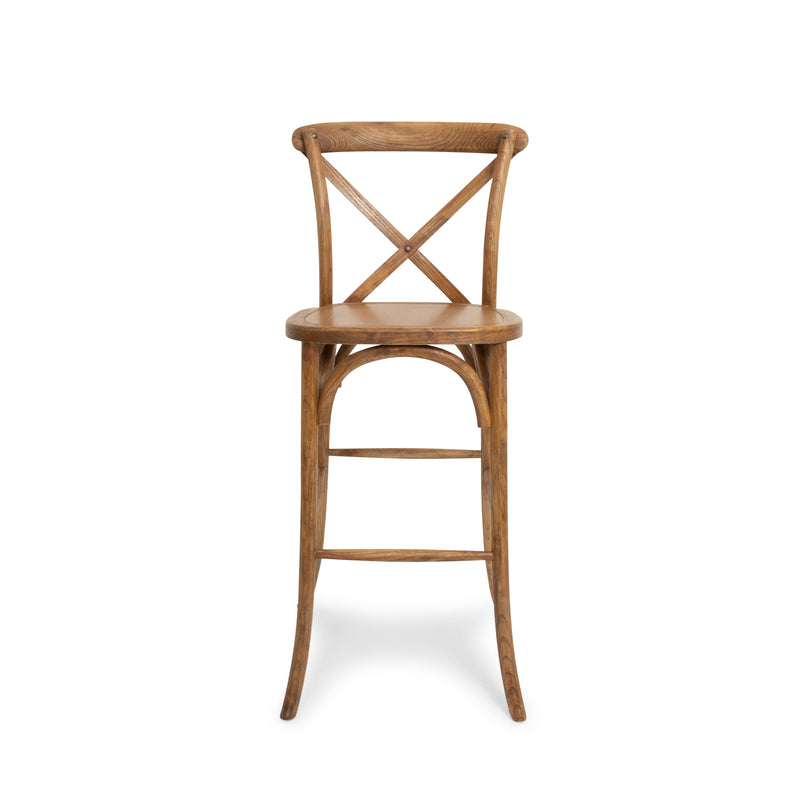 Cross Back Chestnut Bar Stool