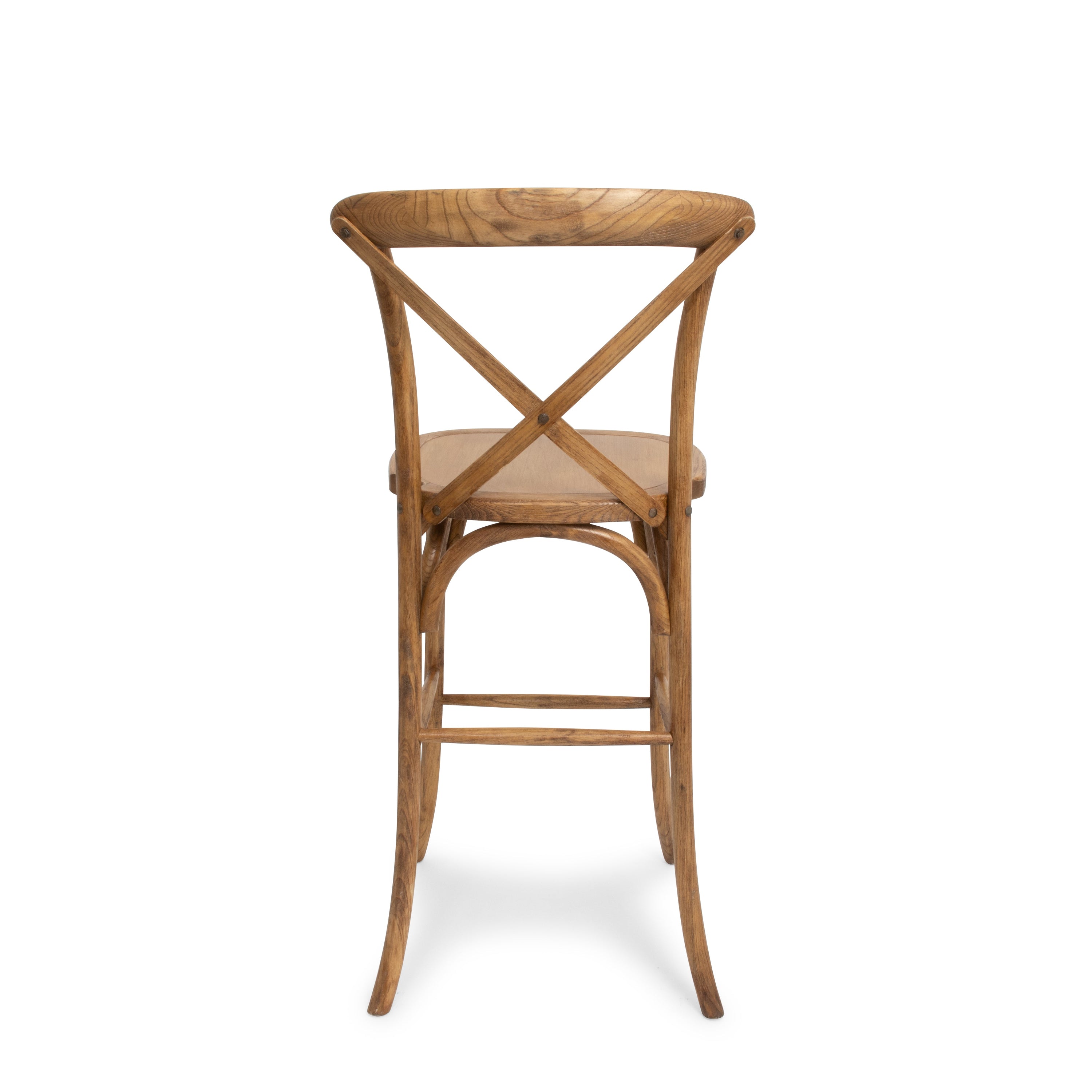 Cross Back Chestnut Bar Stool