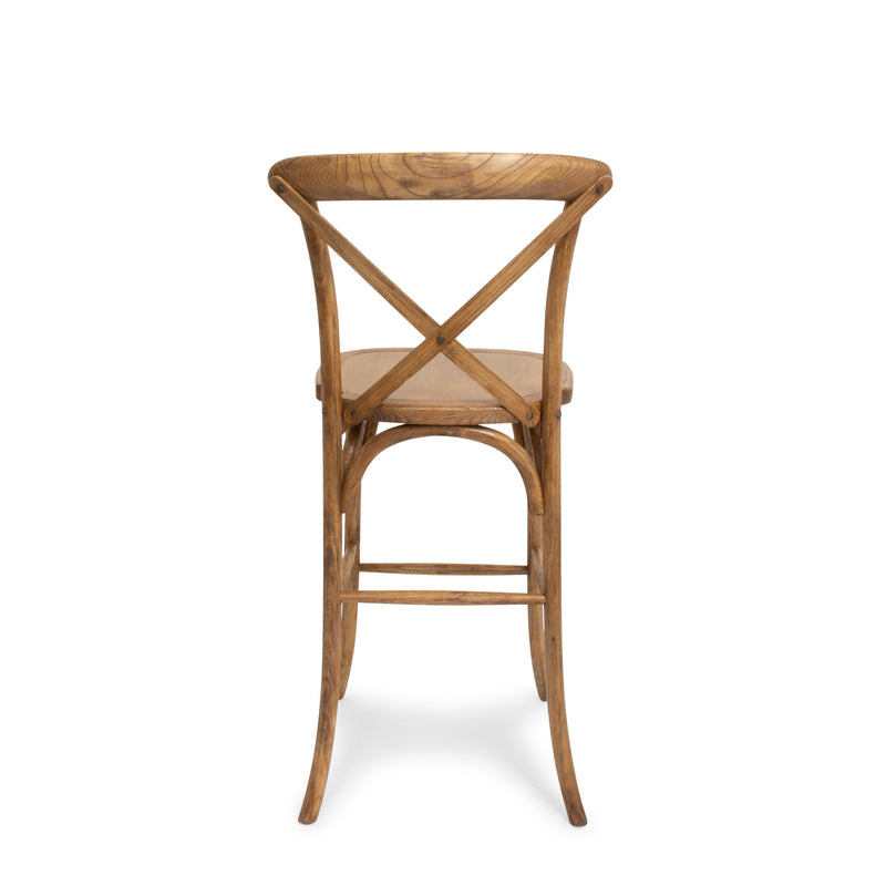 Cross Back Chestnut Bar Stool