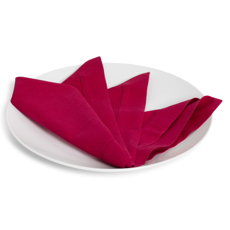 Hemstitched Fuchsia Dinner Napkin