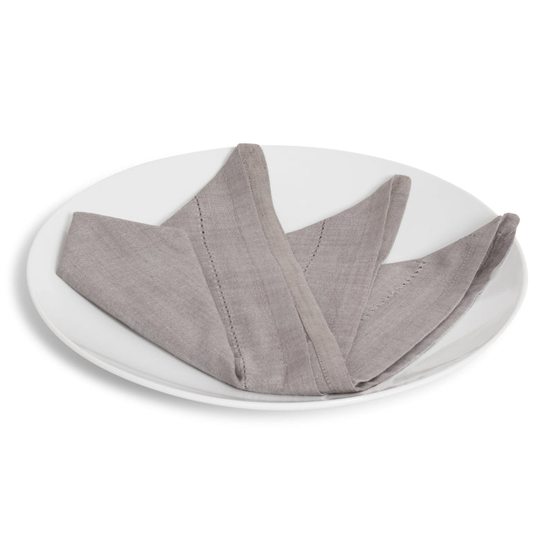 Hemstitched Gray Dinner Napkin