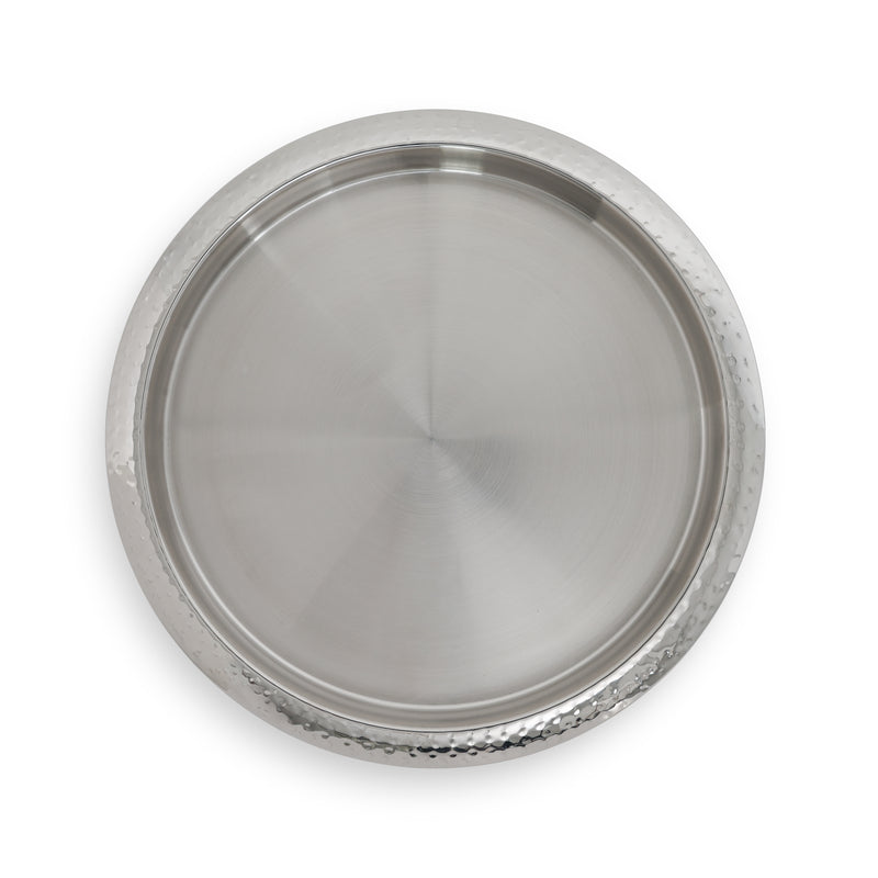 Hammered Edge Stainless Steel Round Galley Tray 14"