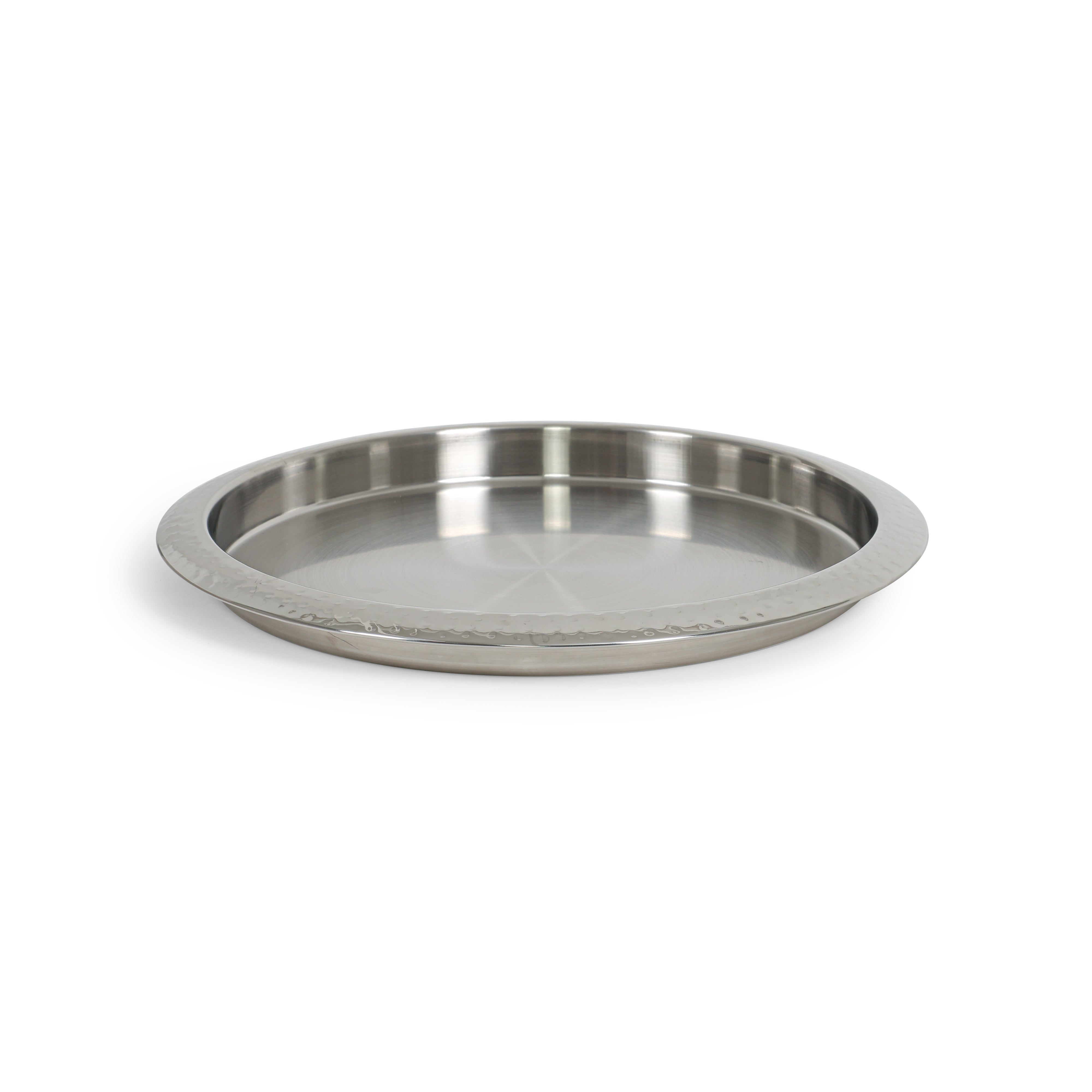 Hammered Edge Stainless Steel Round Galley Tray 14"