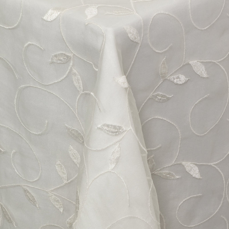 Ivory Organza Large Leaf w/Satin Trim Sheer Topper