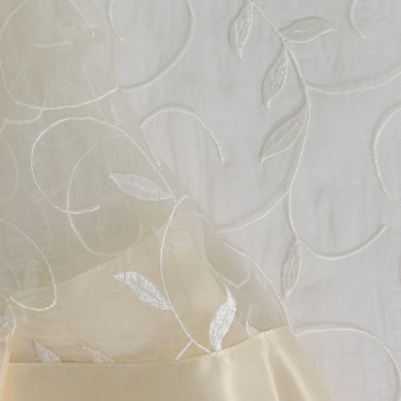 Ivory Organza Large Leaf w/Satin Trim Sheer Topper