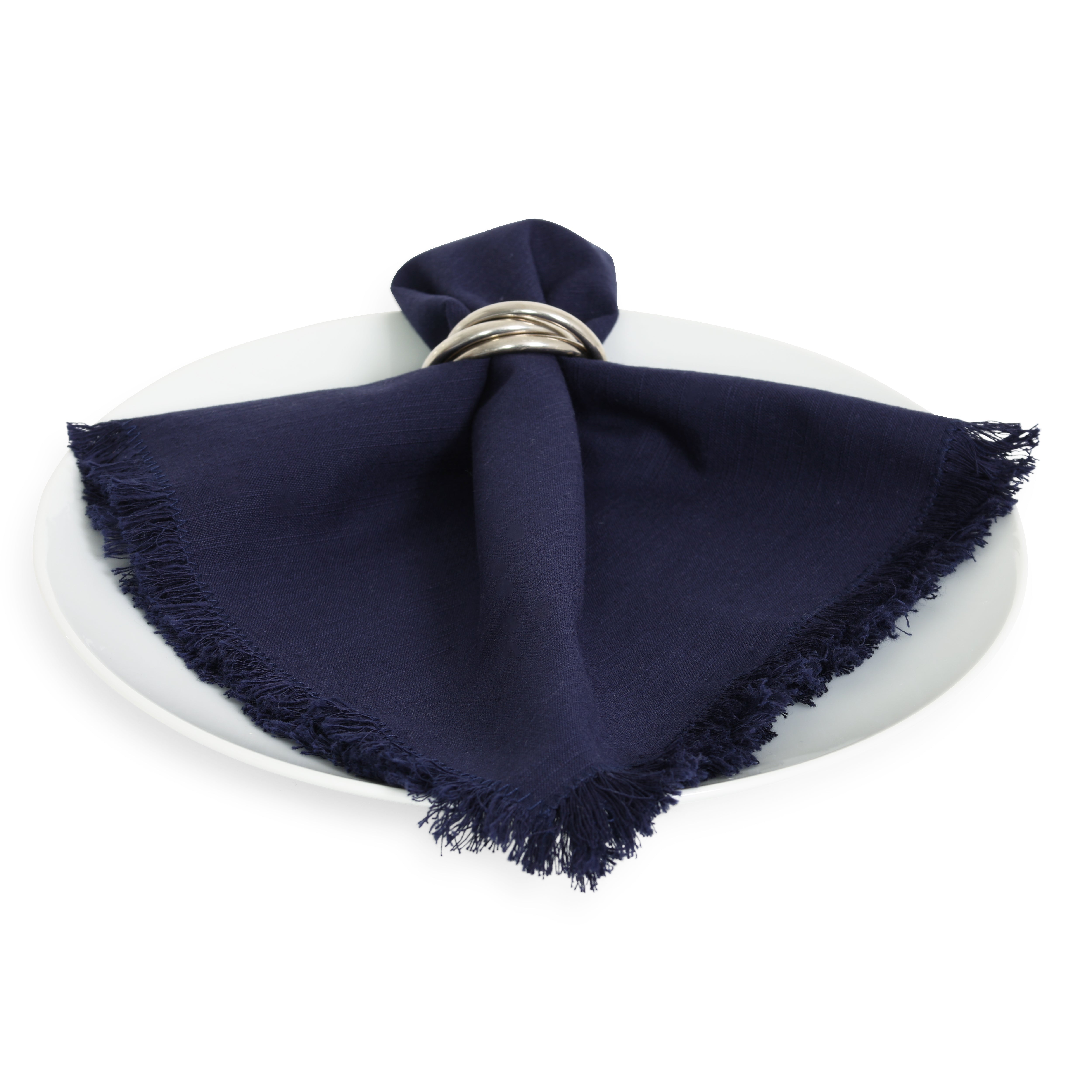 Navy Fringe Napkin