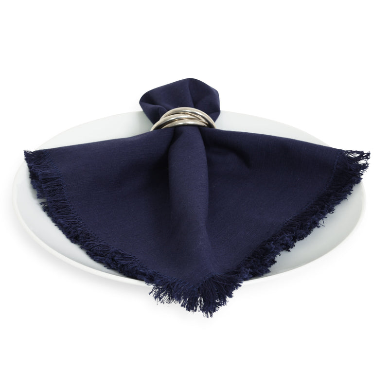 Navy Fringe Napkin