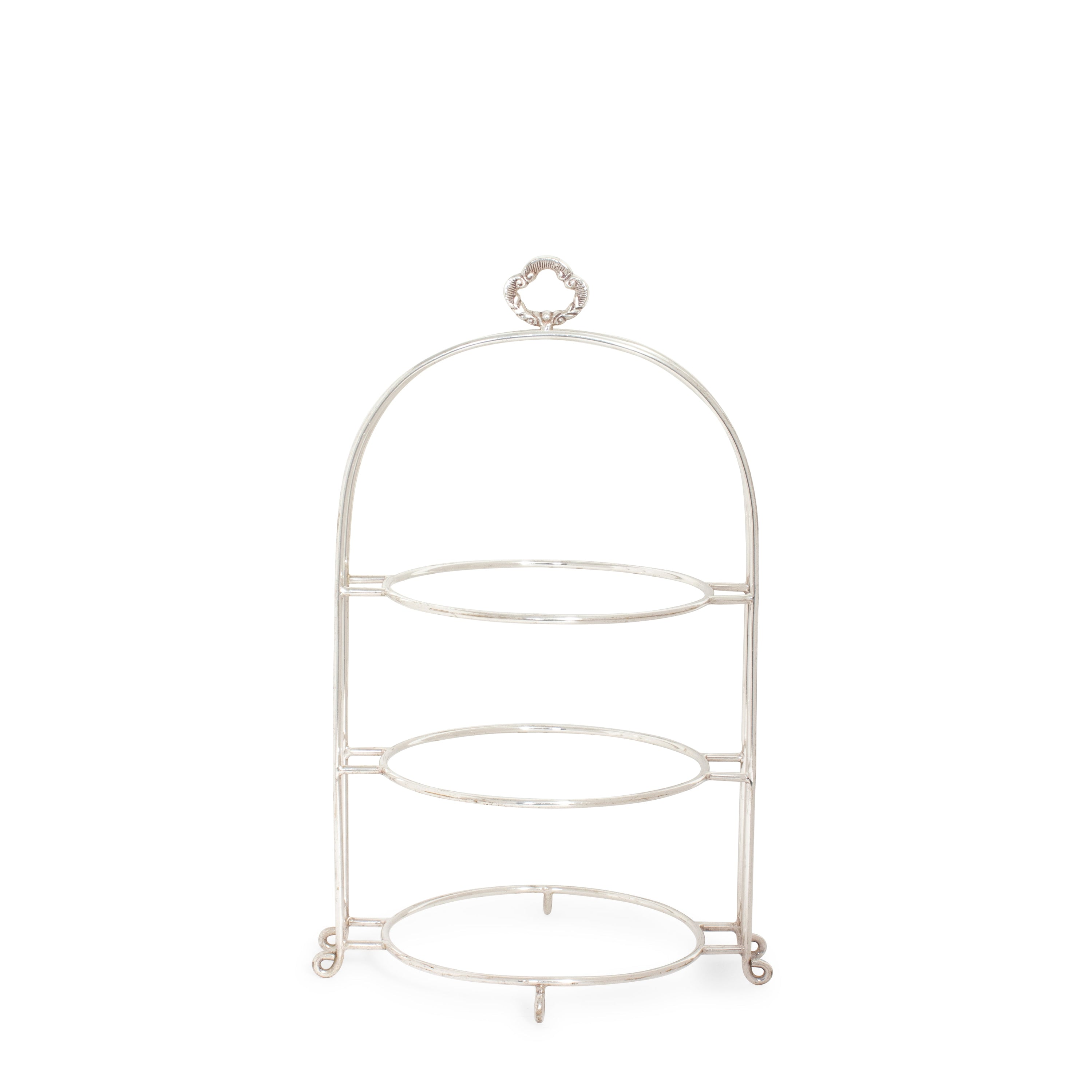 Silver 3-Tier Plate Stand w/3 Coupe Plates