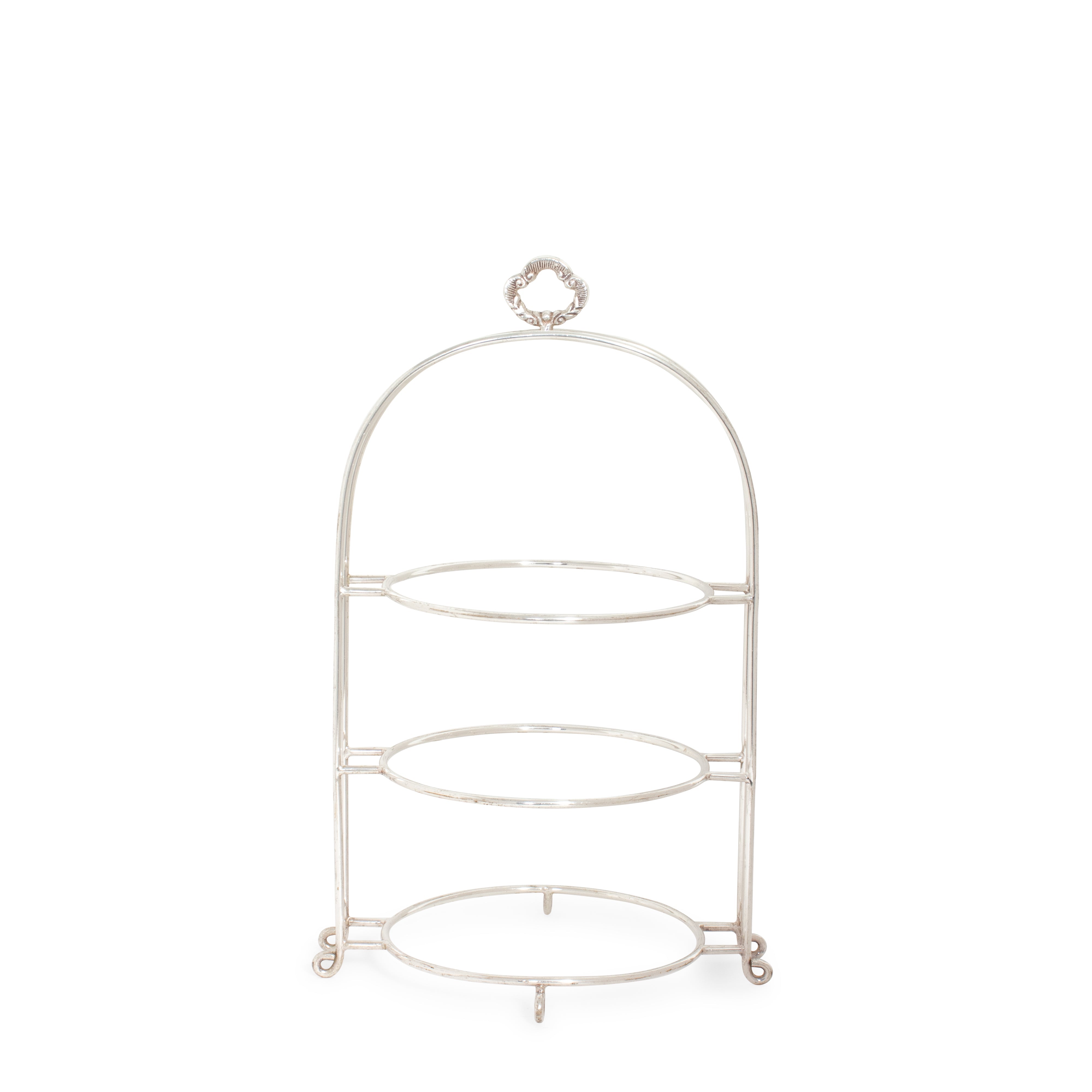 Silver 3-Tier Plate Stand w/3 Coupe Plates