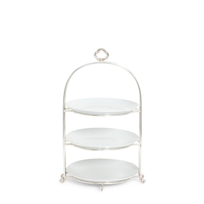 Silver 3-Tier Plate Stand w/3 Coupe Plates