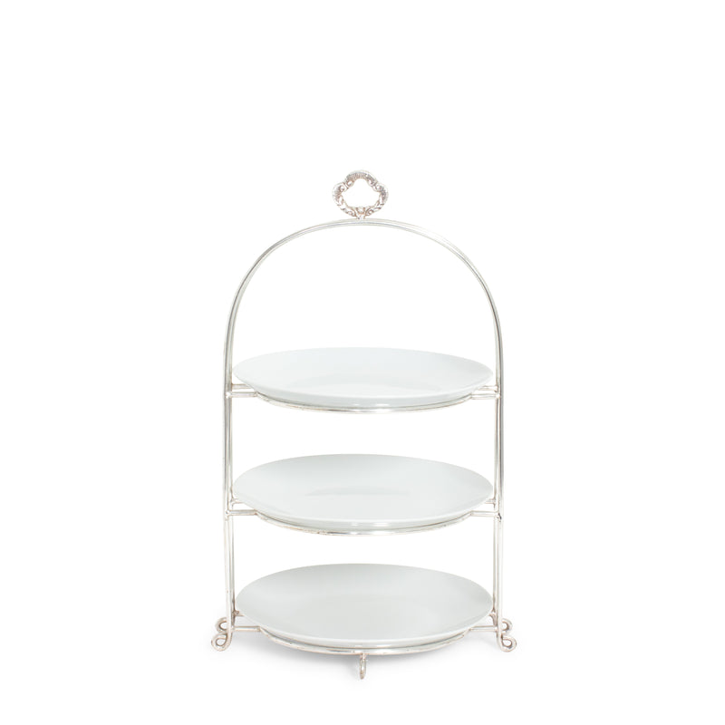 Silver 3-Tier Plate Stand w/3 Coupe Plates