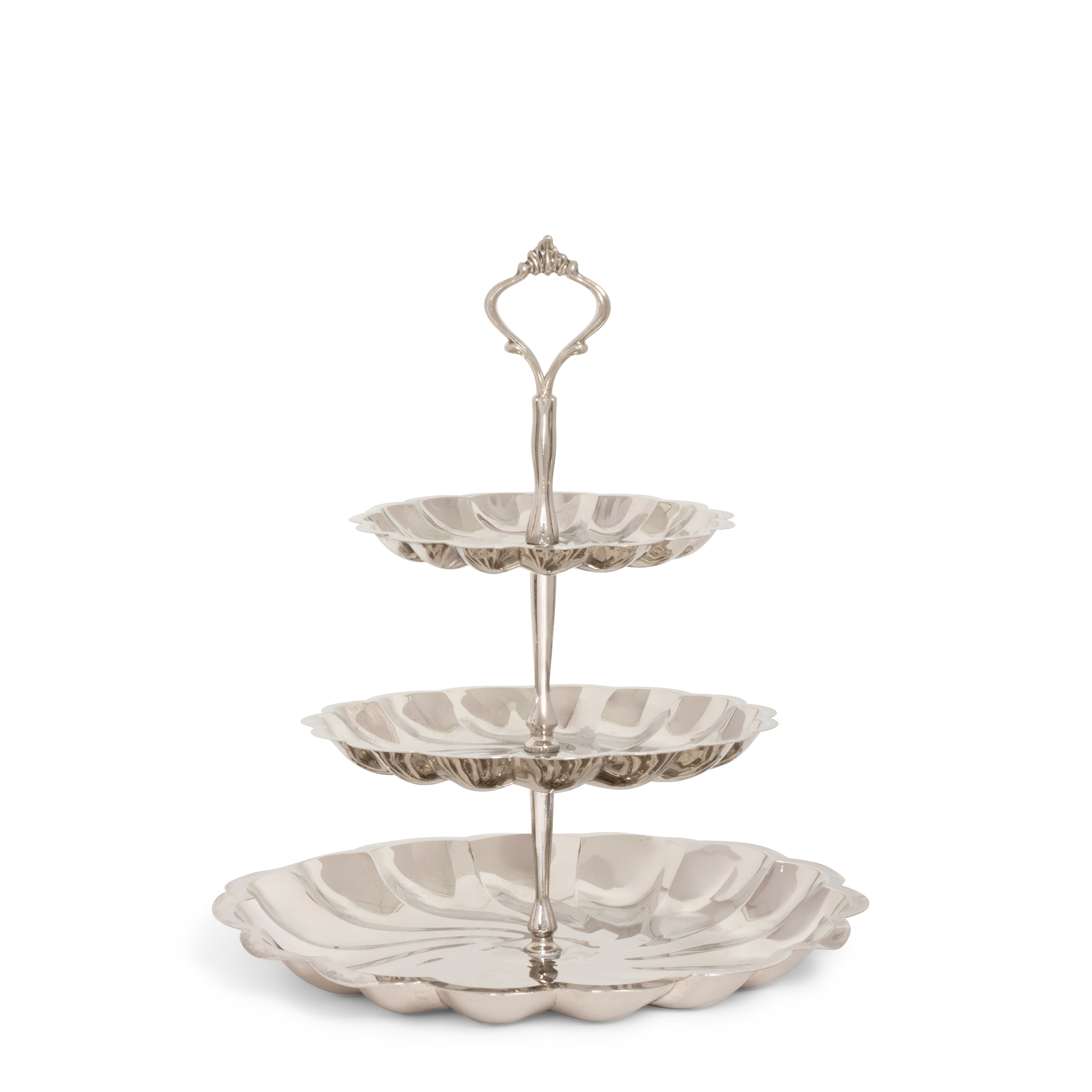 Silver 3-Tier Scalloped Candy Dish