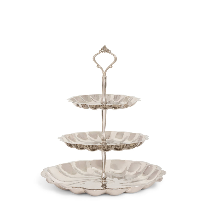 Silver 3-Tier Scalloped Candy Dish
