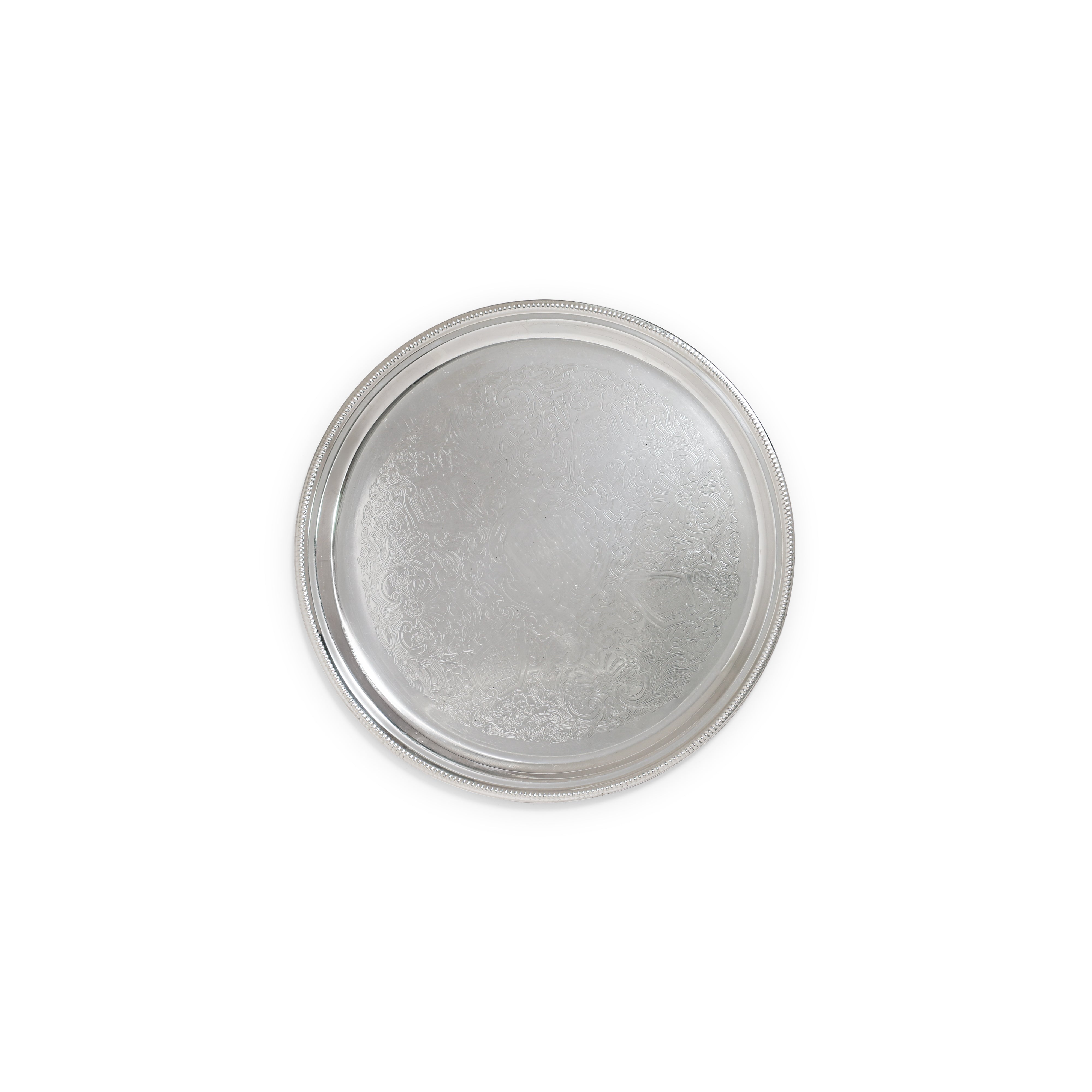 Silver Beaded Round Tray