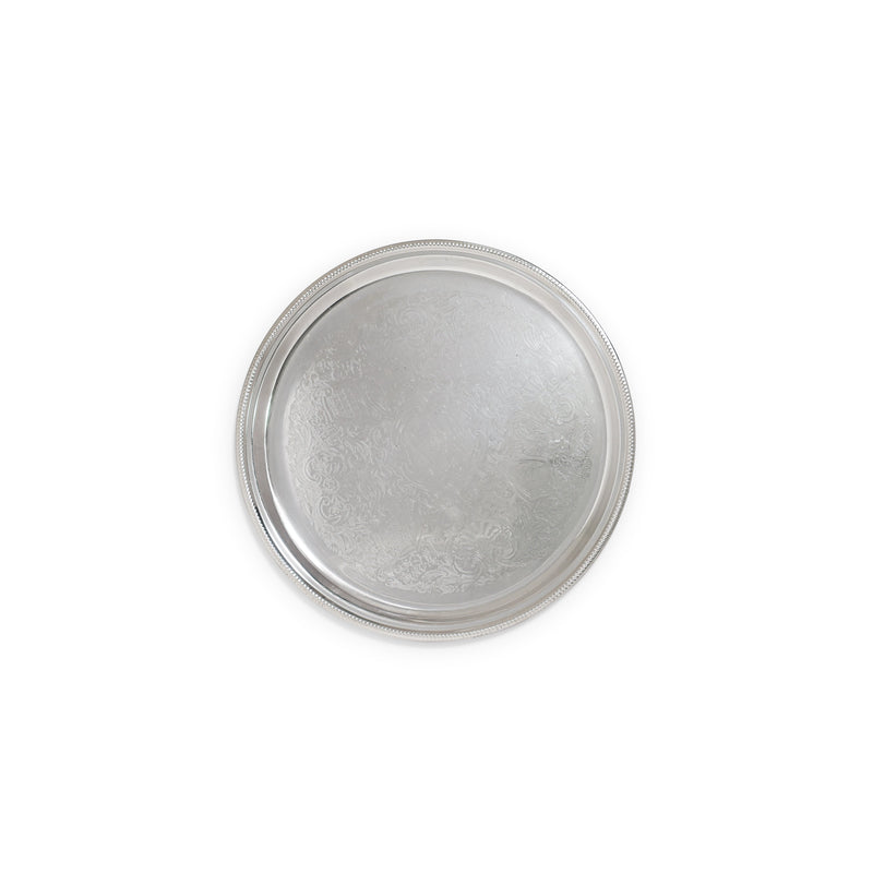 Silver Beaded Round Tray