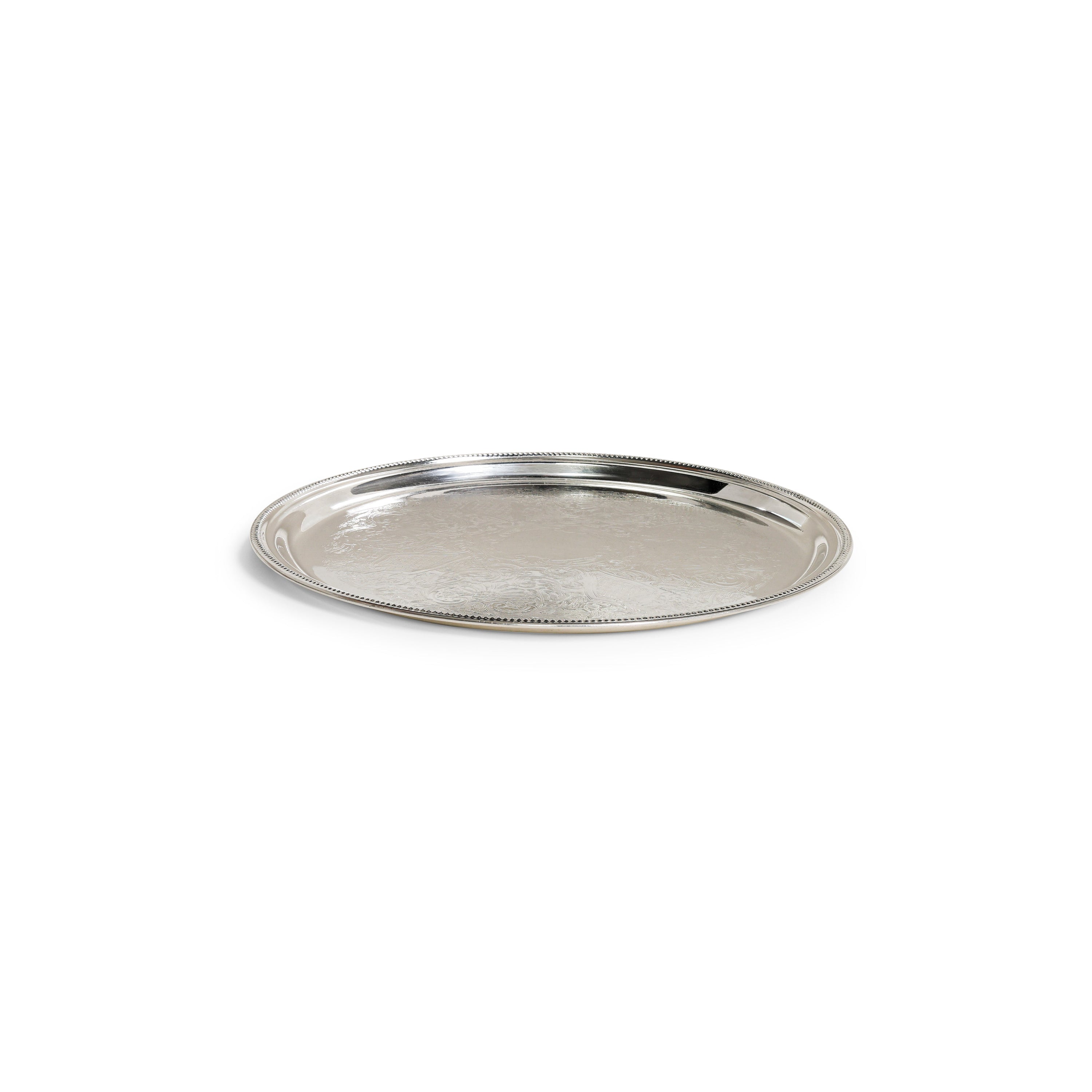 Silver Beaded Round Tray