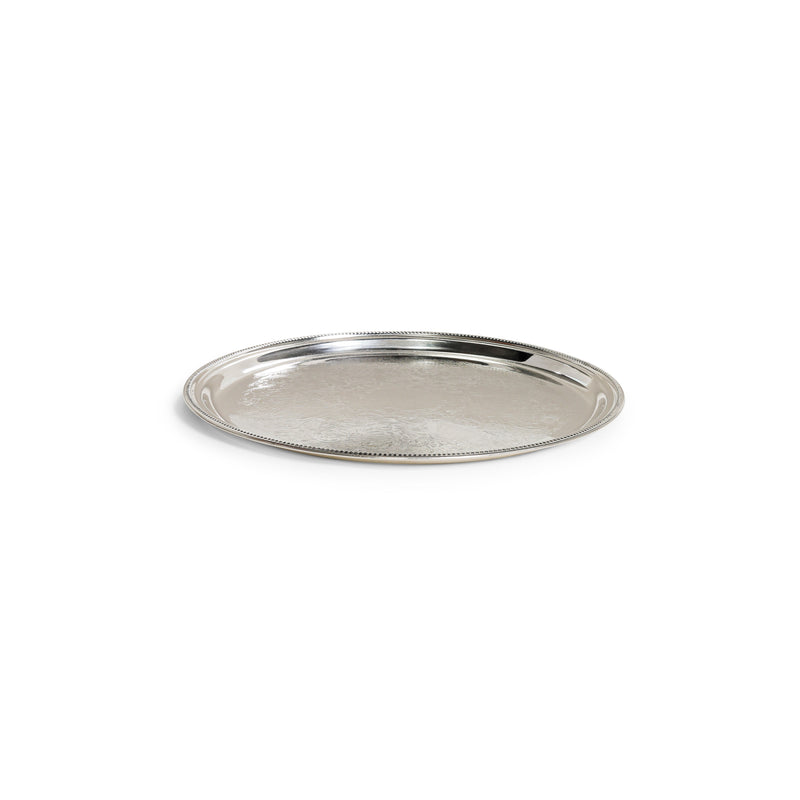 Silver Beaded Round Tray
