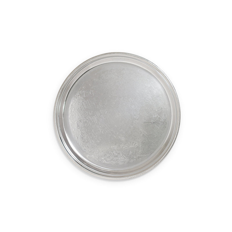 Silver Beaded Round Tray