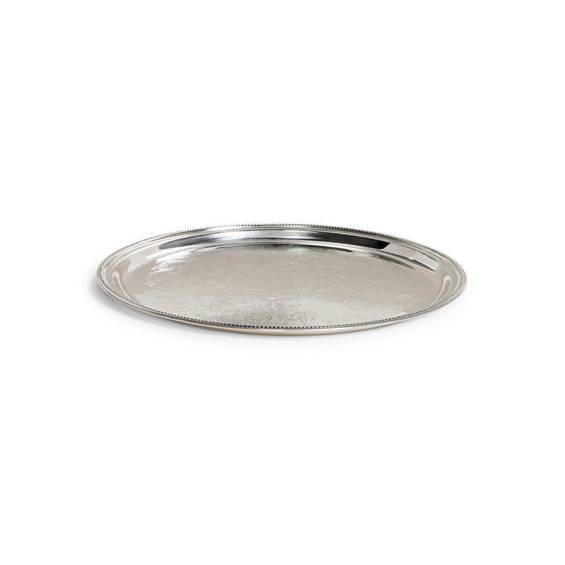 Silver Beaded Round Tray