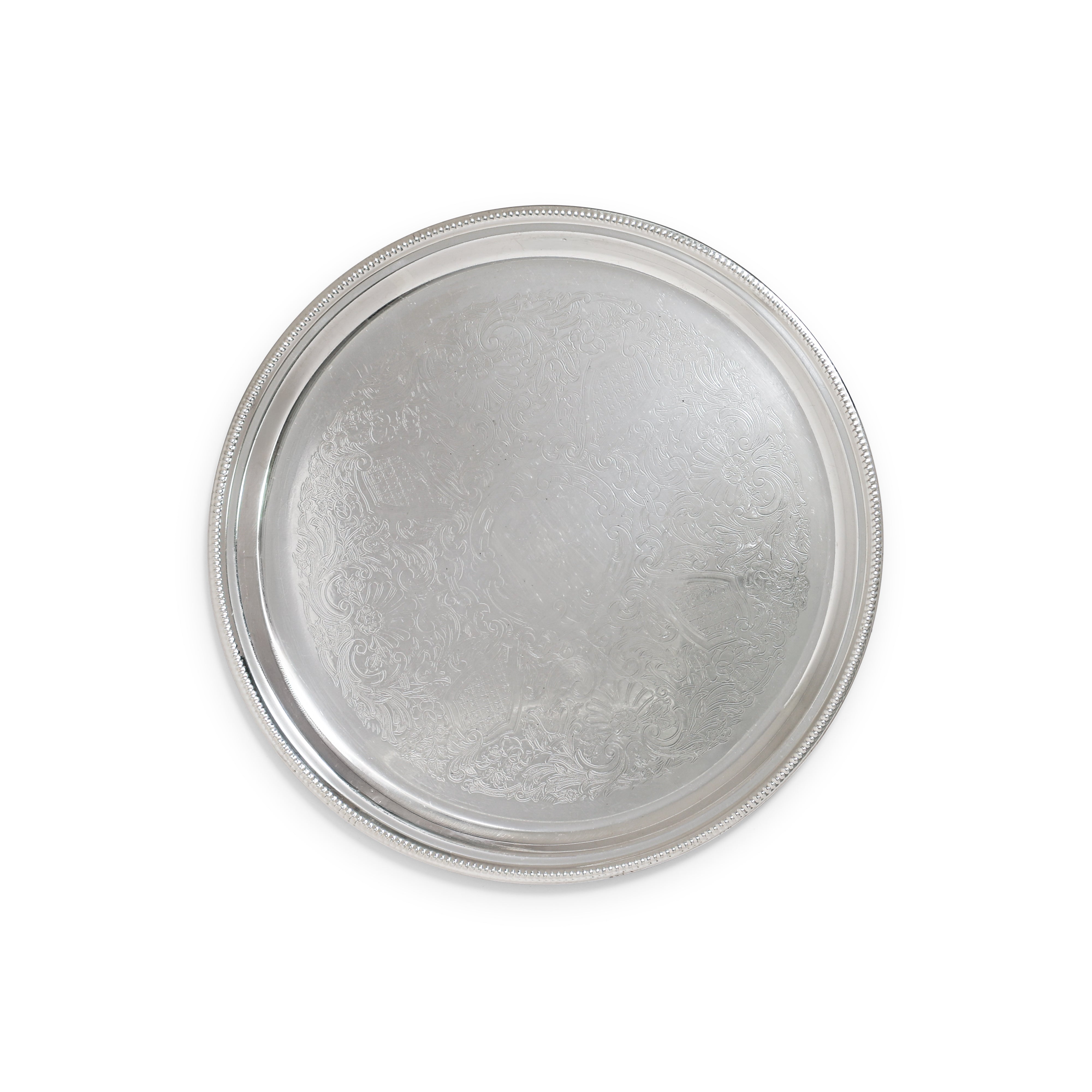 Silver Beaded Round Tray