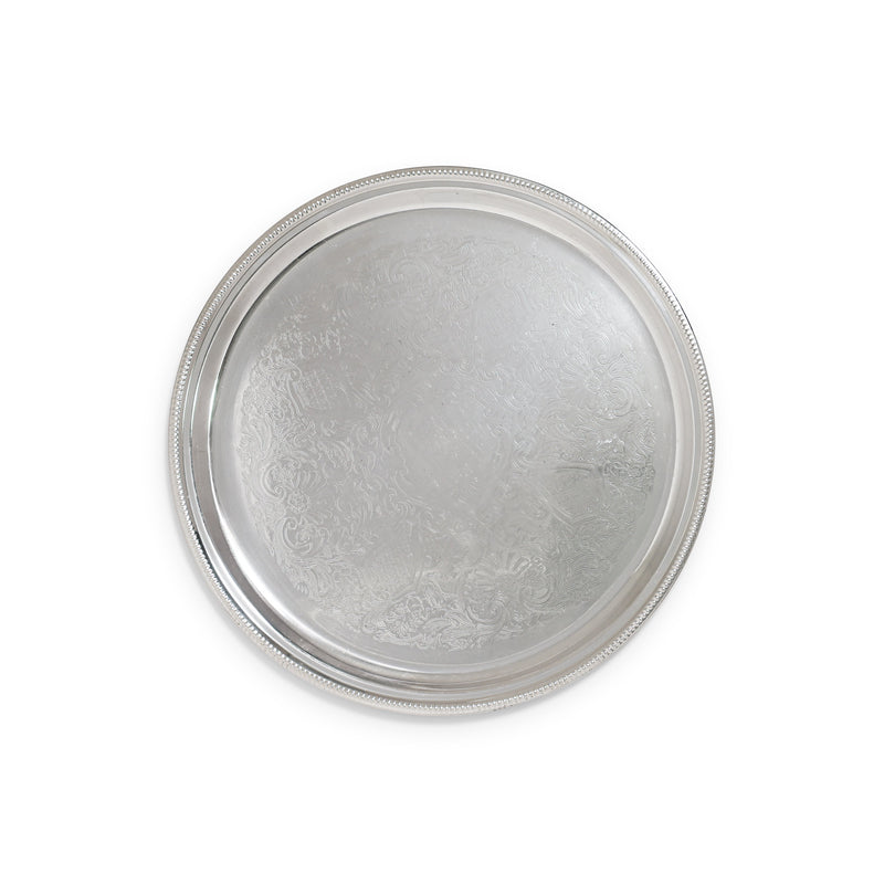 Silver Beaded Round Tray